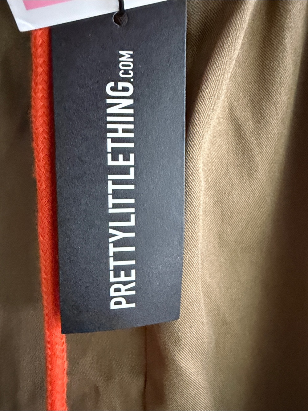 PrettyLittleThing Olive Green Cargo Pants with Orange Drawcords - Picture 2 of 3